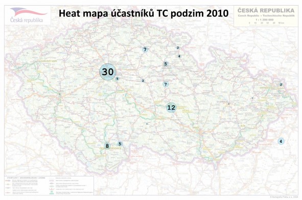 Heat mapa účastníků TC podzim 2010